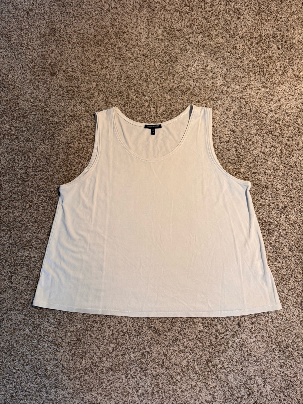 Eileen Fisher Beige Silk Sleeveless Scoop Neck Tank Top - XL
